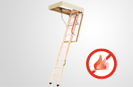 Fire-resistant attic ladders and L-shaped combination doors