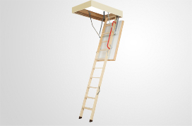 Wooden folding thermally insulated attic ladders